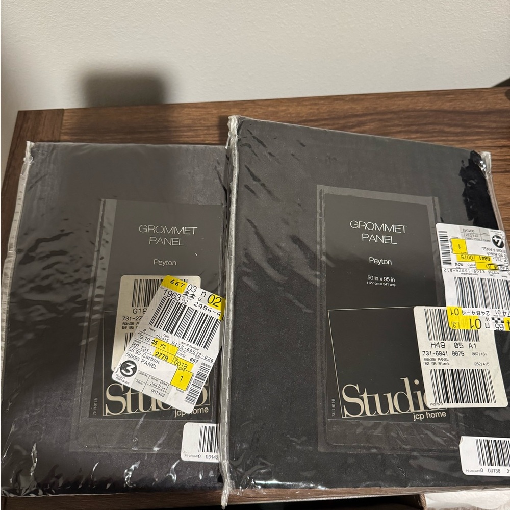 Black Grommet Panel Curtains/New